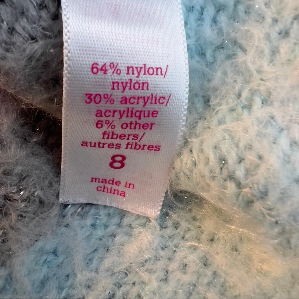 Justice Size 8 Crewneck Long Sleeve Pastel Color Fuzzy Sweater